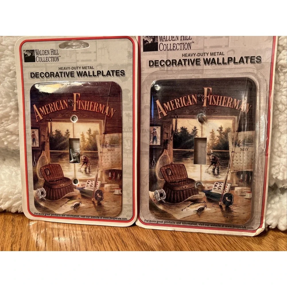 American Fisherman Cabin Creel Walden Hill Decorative Wall Light Switch Set Of 2